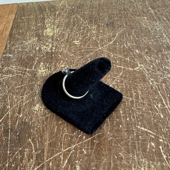 Vintage 925 Sterling Silver White Rhinestone Solitaire Engagement Ring Size‎ 7 - Picture 5 of 8